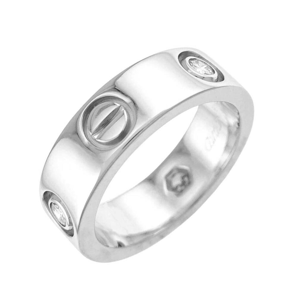 CARTIER 18k Silver Diamond Love Ring #49